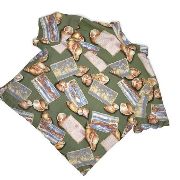 caribbean joe hawaiian conch shell postcard short sleeve hawaiian shirt XL - Picture 2 of 8